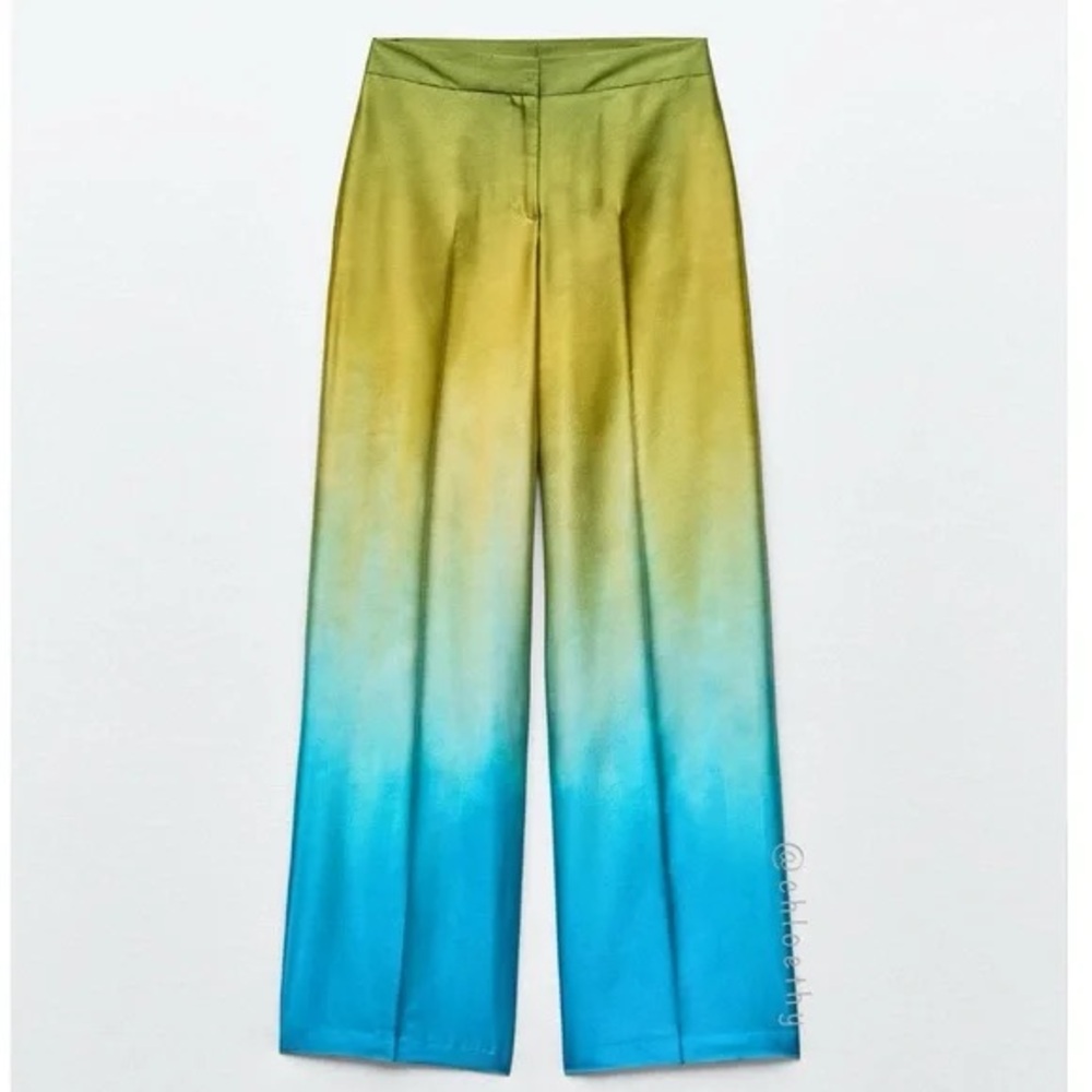 ZARA NWT Zara TIE DYE SATIN EFFECT WIDE LEG PANTS